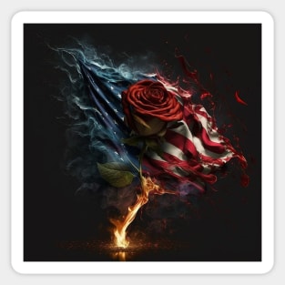 Patriotic Rose American Flag Art Sticker